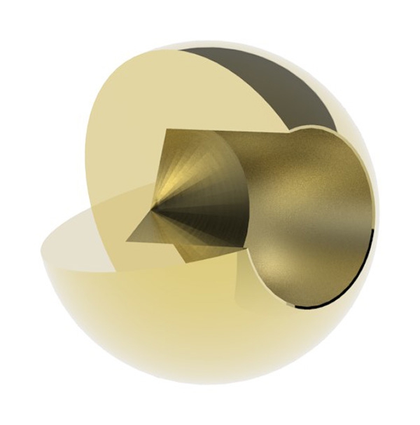 Messingkugel Ø 25mm vergoldet mit Sackloch 12-8mm-88-1190225-GO-S-12.8