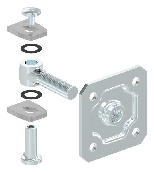 Torband M18 | verstellbar | mit Befestigungsplatte | Stahl (Roh) S235JR