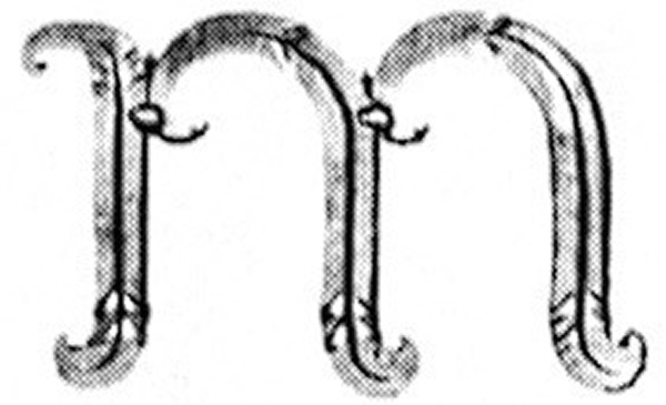 Buchstabe m | Klein | 100x80 mm | Stahl (Roh) S235JR