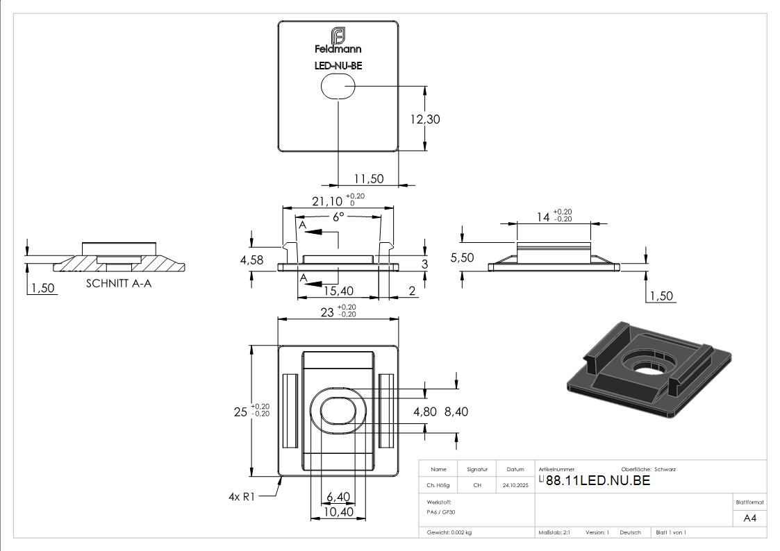 LED Profil Befestigung PA GF30 10er-Set-88-11LED-NU.BE