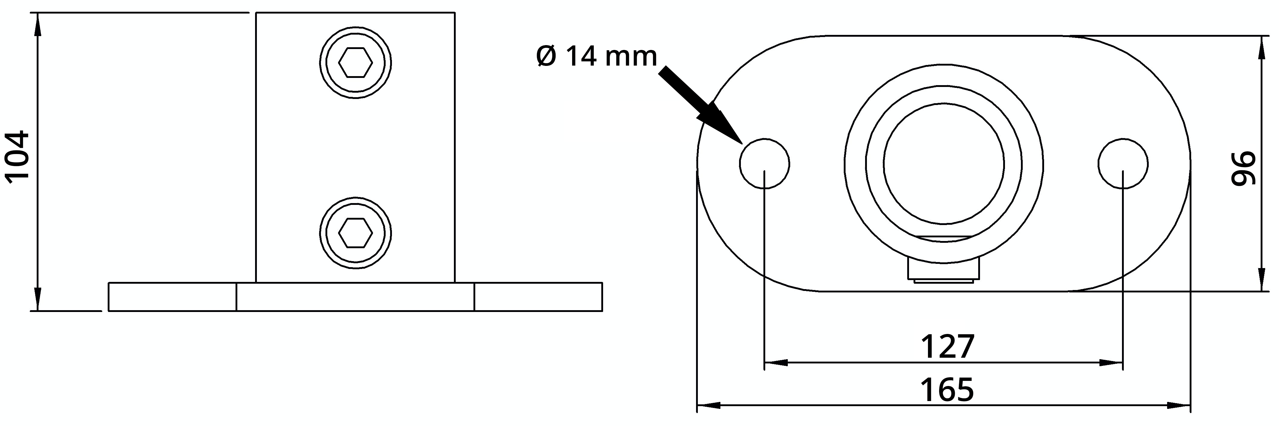 Rohrverbinder | Fußplatte oval | 132E60 | 60,3 mm | 2" | Feuerverzinkt u. Elektrogalvanisiert