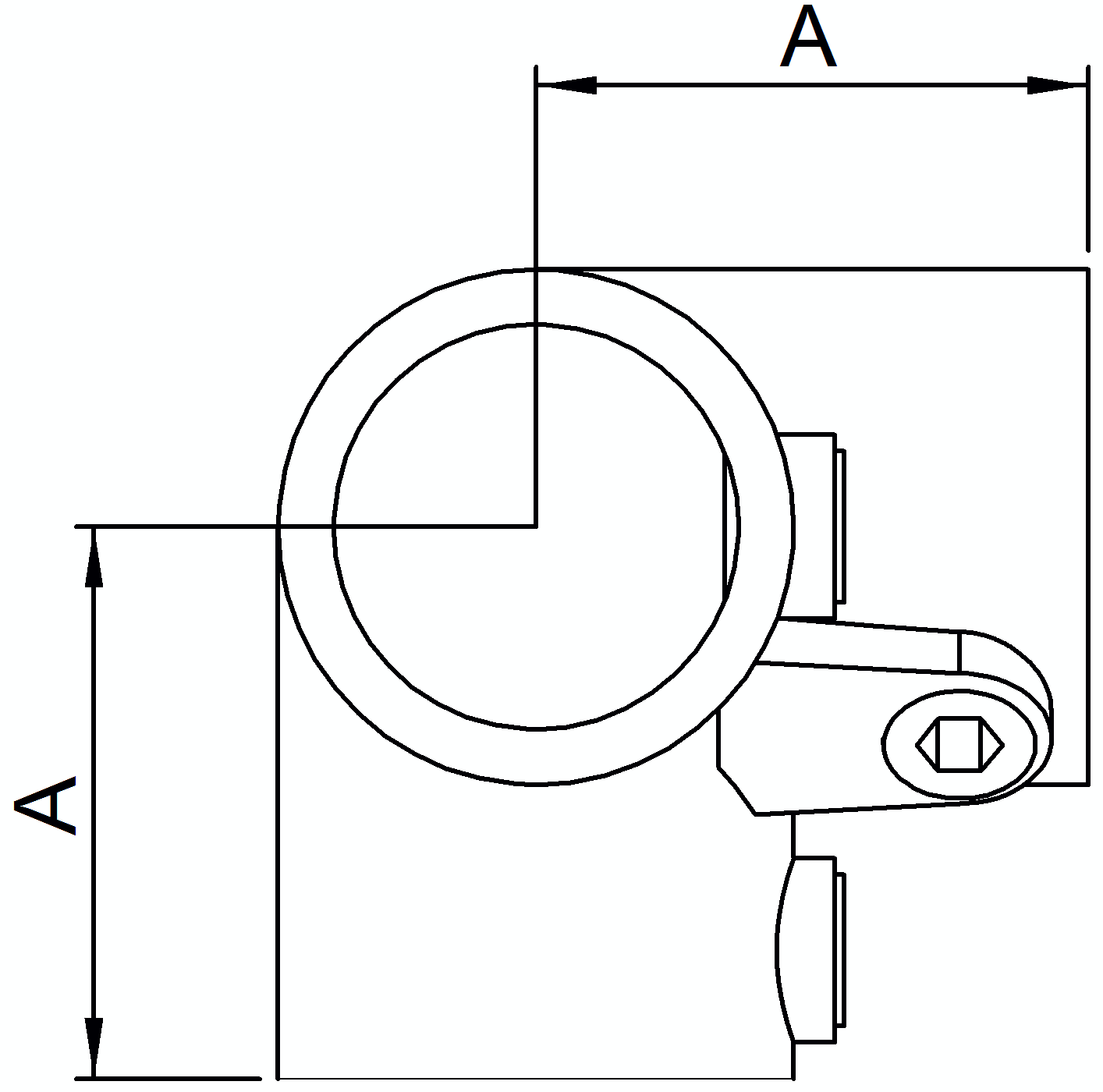 Rohrverbinder Dreiweg-Eckstueck 90° Ø 17-2 mm -3-8- - Temperguss verzinkt - 128S17-128S17