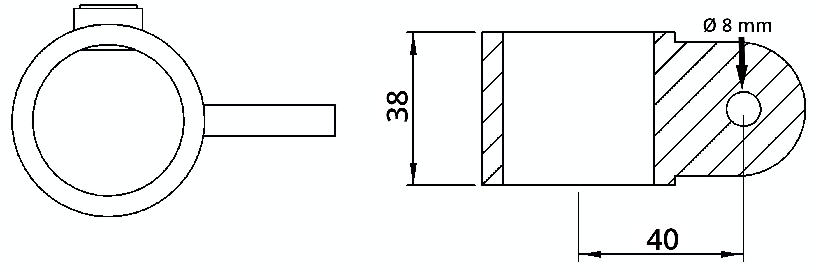 Rohrverbinder | Gelenkauge einfach | 173MA27 | 26,9 mm | 3/4" | Temperguss u. Elektrogalvanisiert