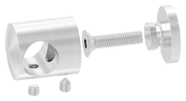 Querstabhalter V2A Edelstahl Ø 25 mm– Anschluss FLACH für Rundstäbe 16 mm inkl. Schrauben