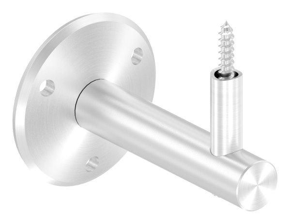 Handlaufhalter V2A Ronde 70x5mm Buegel 20mm Wandabstand 84mm zum Anschrauben Holzschraube-11-2041.4