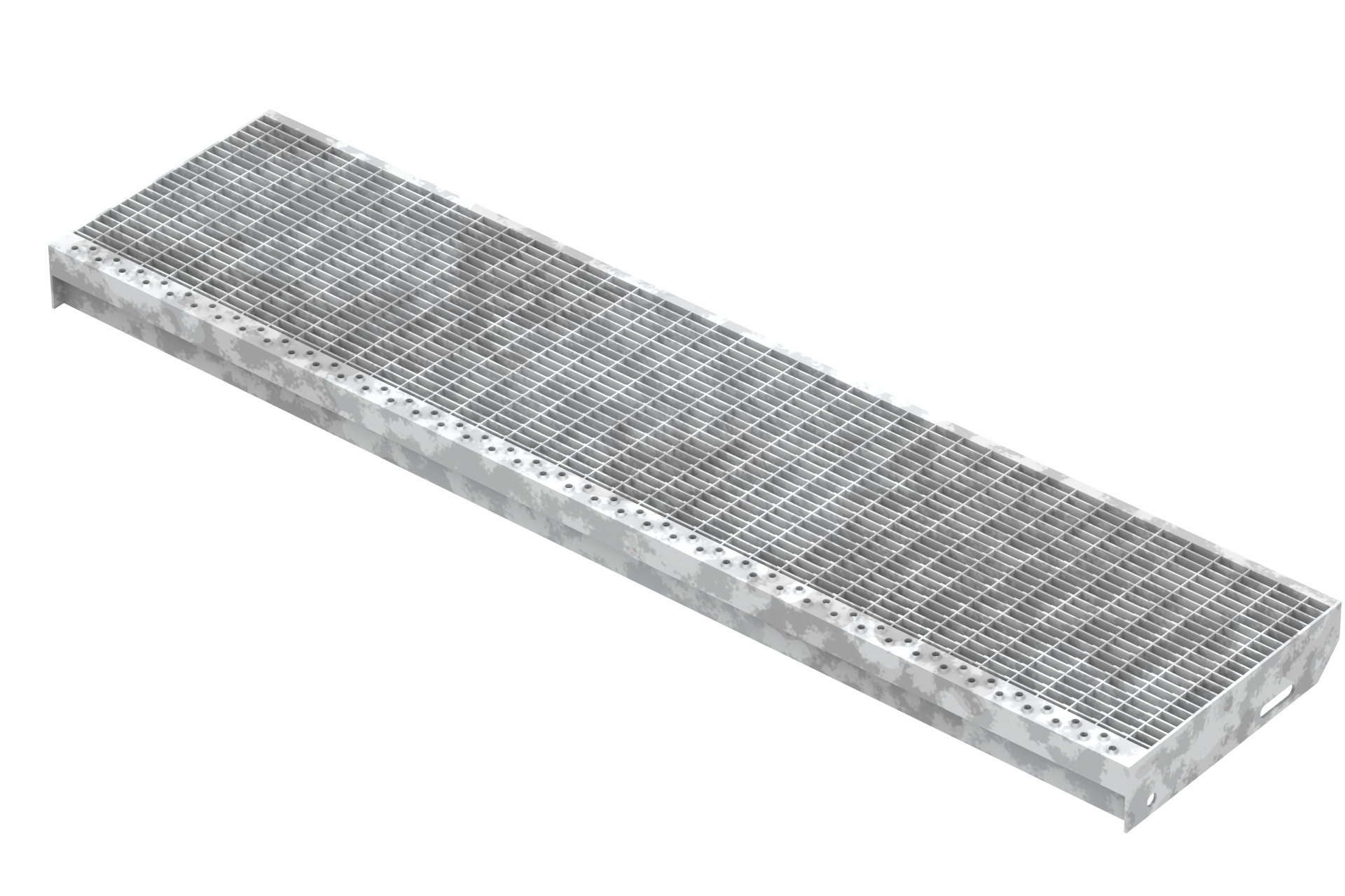 Gitterroststufe Treppenstufe | Maße: 1250x305 mm 30/10 mm | S235JR (St37-2), im Vollbad feuerverzinkt