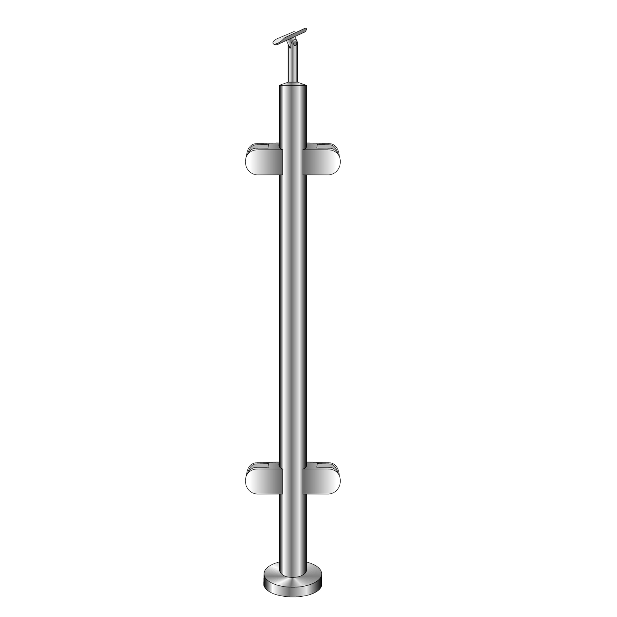 Glasgelaenderpfosten V2A D42-4 mm Glas 8-76 mm Oberverankerung geschliffen-14-0045RG-A.4