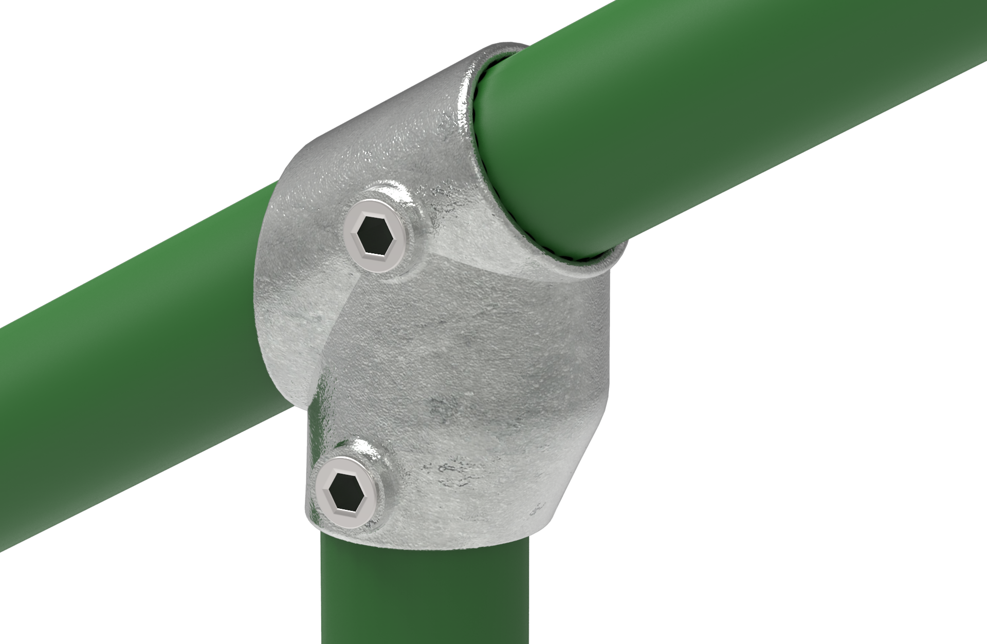 Rohrverbinder | T-Stück kurz 30-60° | 129D48 | 48,3 mm | 1 1/2" | Temperguss u. Elektrogalvanisiert