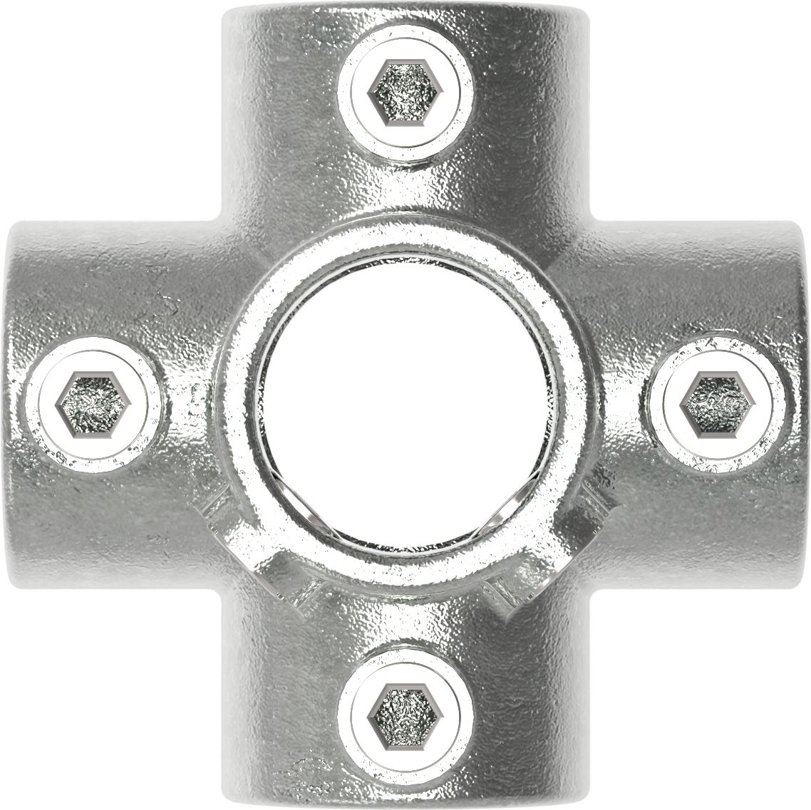 Rohrverbinder | Kreuzstück für Stützrohr | 158E60 | 60,3 mm | 2" | Feuerverzinkt u. Elektrogalvanisiert