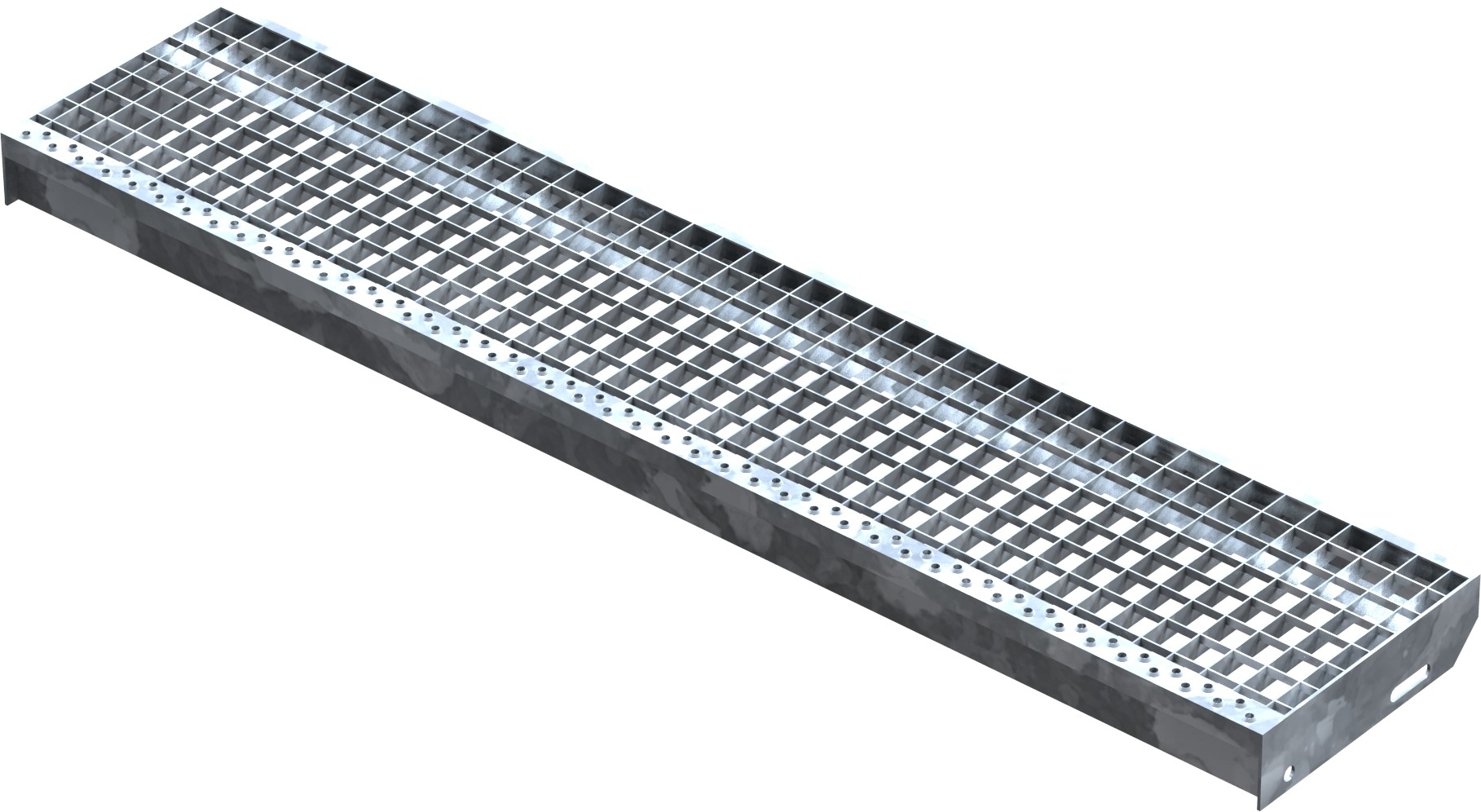 Gitterroststufe Treppenstufe | Maße: 1300x270 mm 30/30 mm | S235JR (St37-2), im Vollbad feuerverzinkt