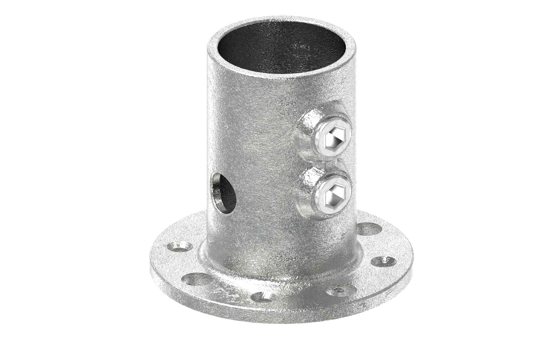 Rohrverbinder Fussplatte rund Ø 48-3 mm -1 1-2- - Temperguss verzinkt - 131KFD48-131KFD48
