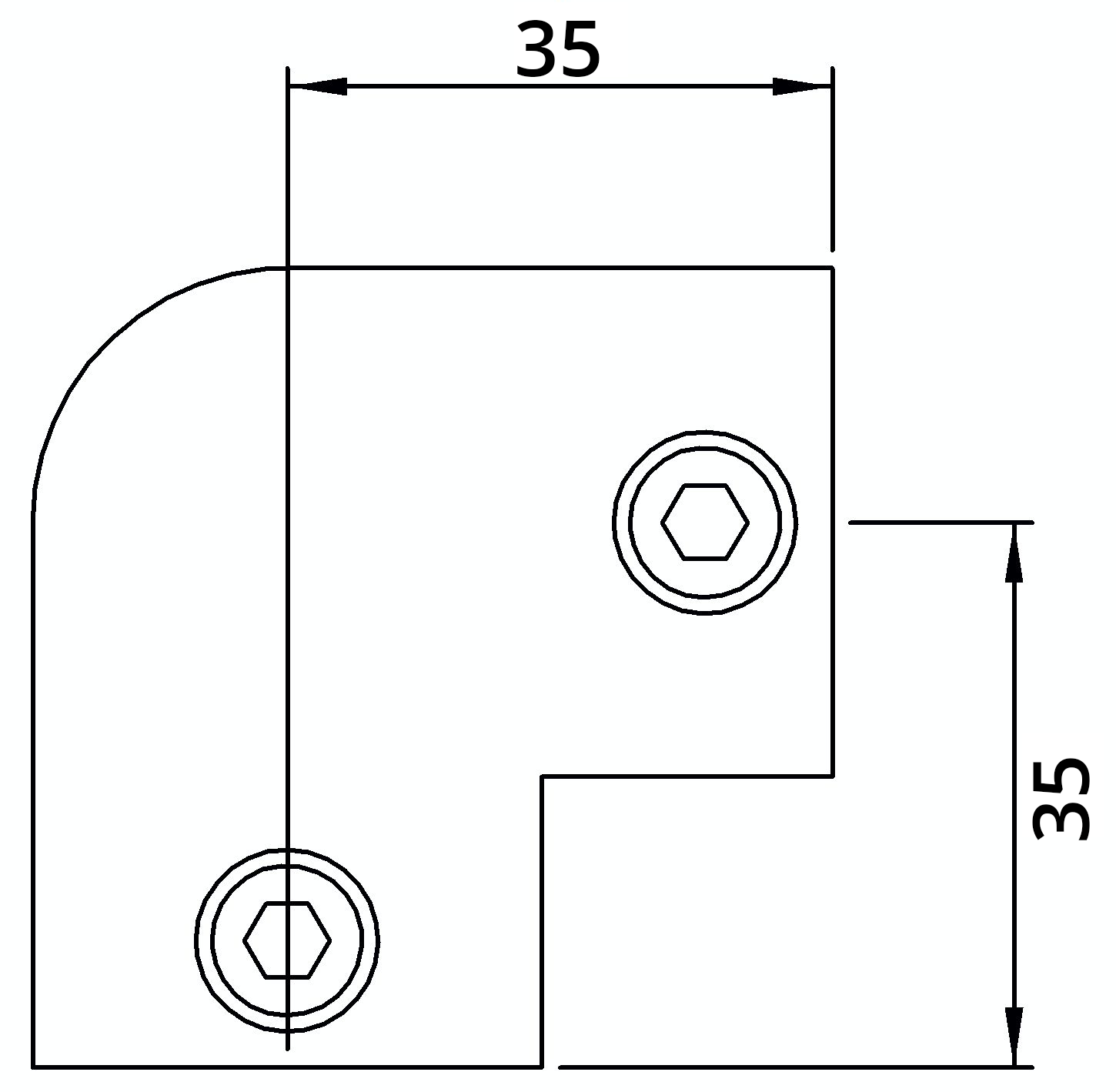 Rohrverbinder - Bogen 90° - 125T21 - 21-3 mm - 1-2- - Feuerverzinkt u. Elektrogalvanisiert-125T21