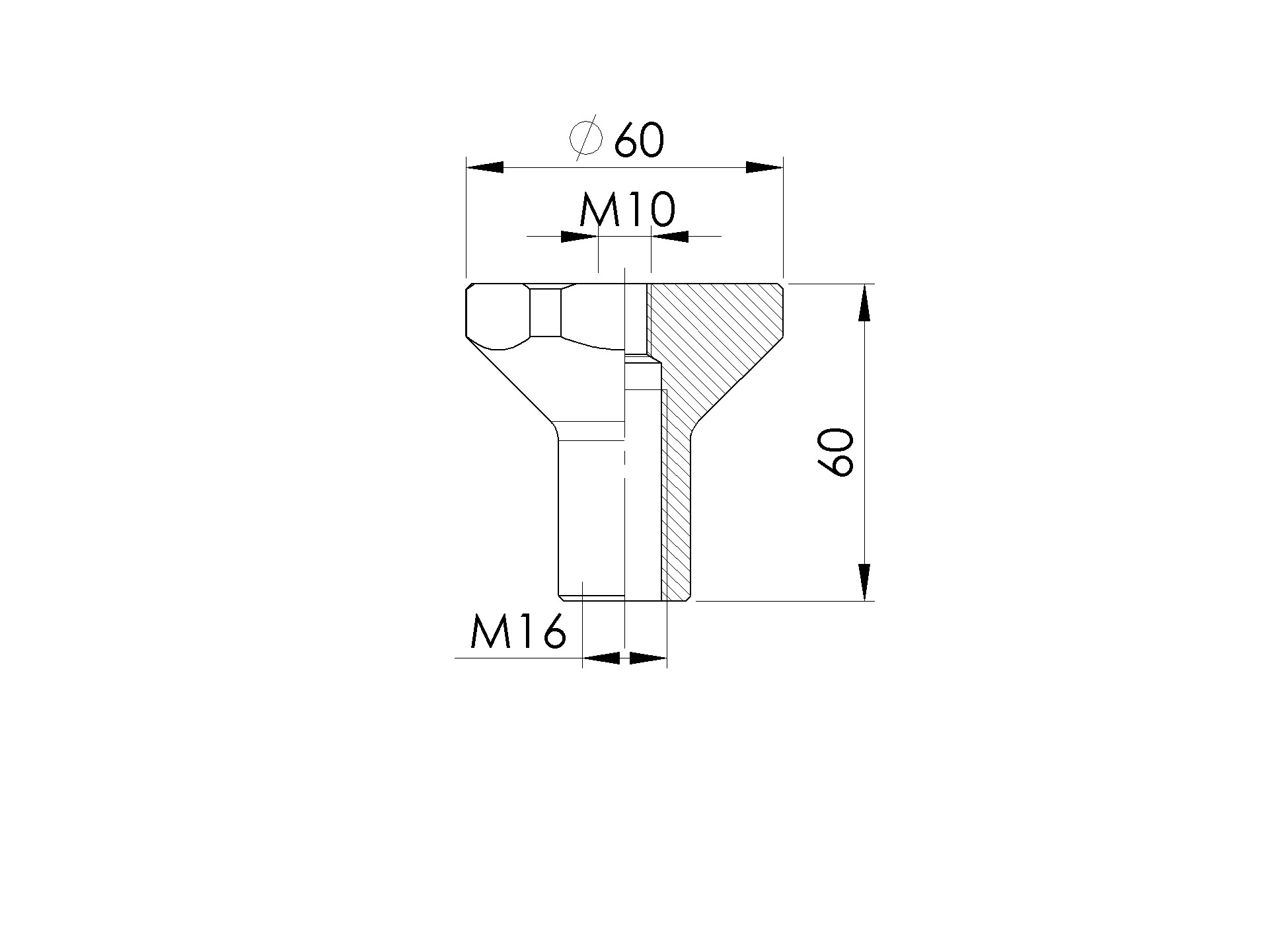 Justieranker hoehenverstellbar Edelstahl V2A M16 - M10 SW 60 mm-89-11Q1060M16M10-A.4
