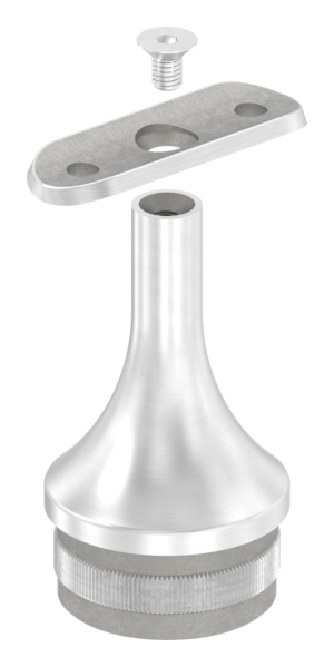 Stütze mit Halteplatte für Rundrohr Ø 42,4 mm + Stopfen für 48,3x2,0 mm V2A