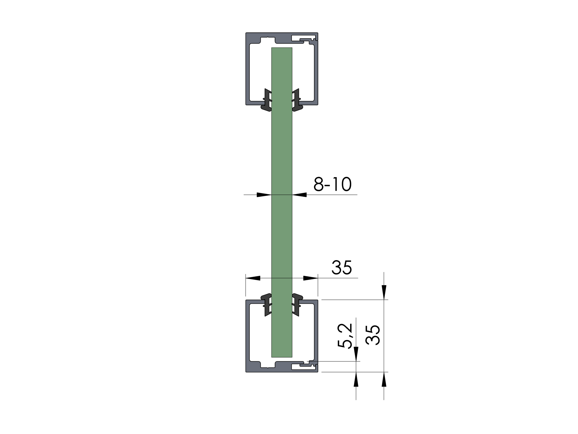 Verglasungsprofil Aluminium 35 x 35 mm fuer Glas 8-10 mm eloxiert L=3000 mm-89-11GSALZP3535NEU-A.4
