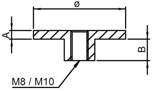 Platte flach mit M8 für Rohr Ø 48,3 mm V2A