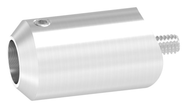 Querstabhalter V2A Edelstahl – Stoßverbinder mit Bohrung Ø 12,5 mm für Anschluss 33,7 mm inkl. Schraube M6 (Handlaufhalter-Bügel Befestigung)