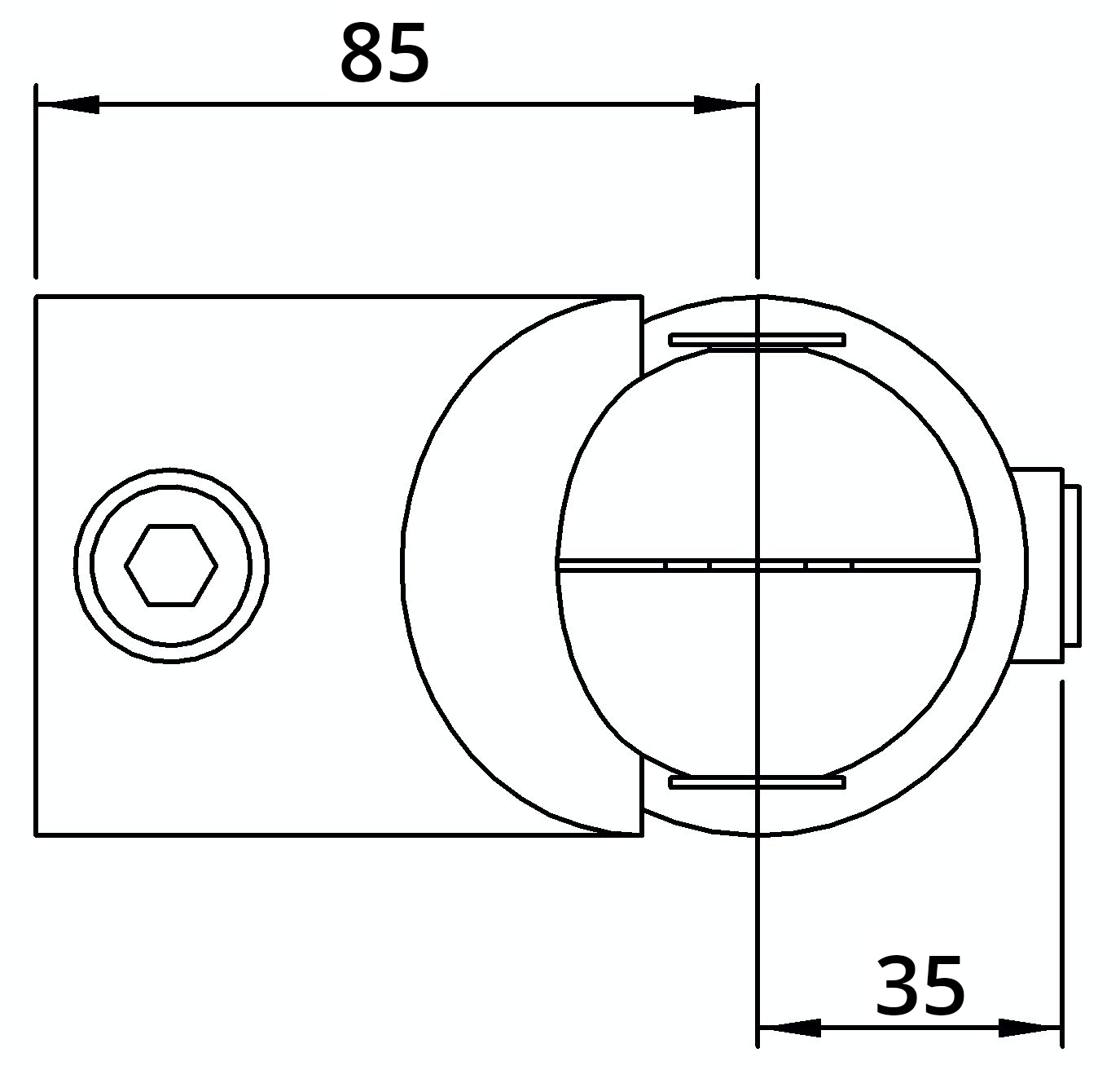 Rohrverbinder | Eckstück verstellbar | 125HD48 | 48,3 mm | 1 1/2" | Feuerverzinkt u. Elektrogalvanisiert