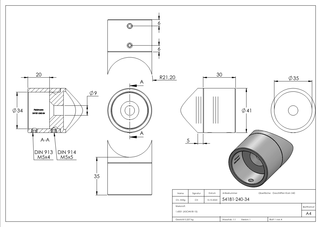 Befestigung für Rohr 33,7mm an 42,4mm