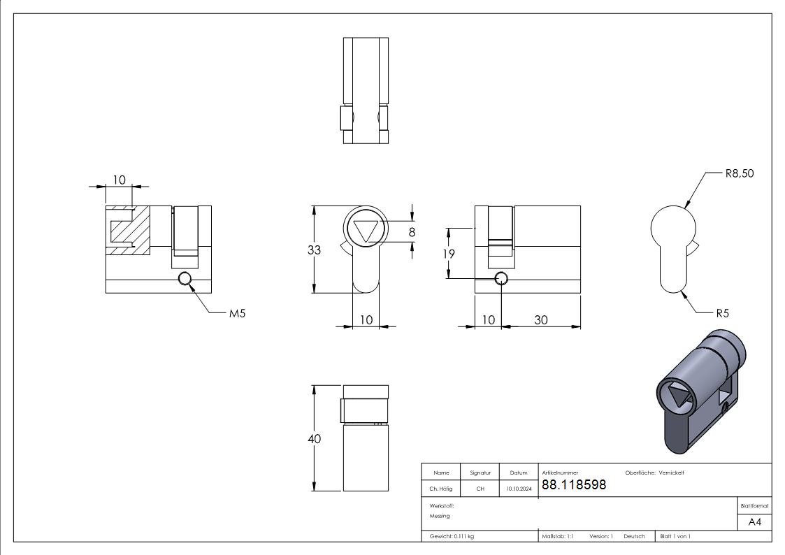 Halbzylinder- Dreikant- 8mm- innenliegend-88.118598