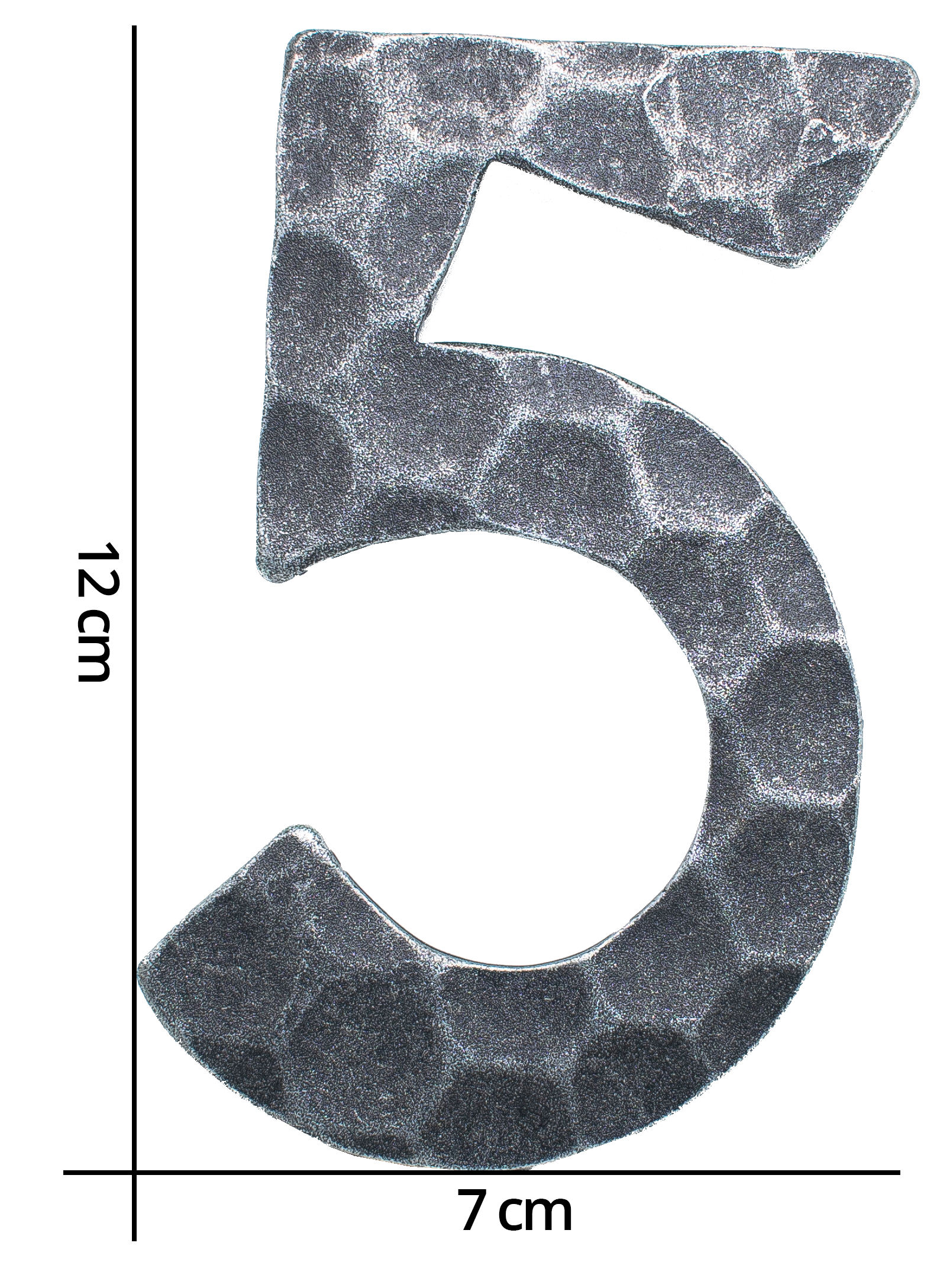 Hausnummer 5 | Abmessung 12x8 cm | Material 4 mm gehämmert | Stahl (Roh) S235JR