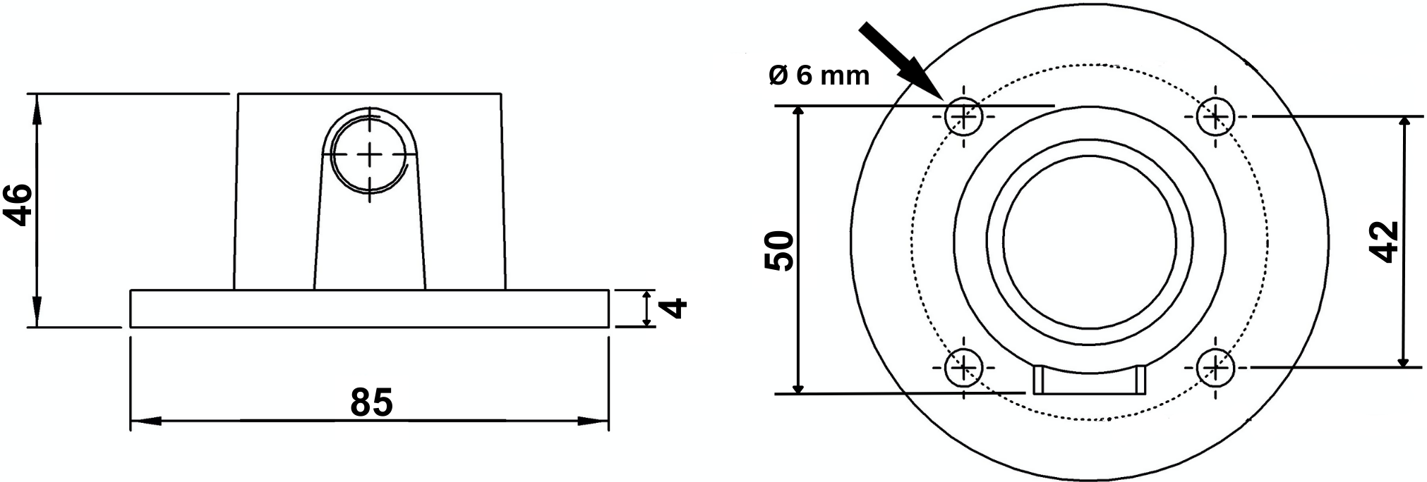 Rohrverbinder Wandbefestigung rund Ø 33-7 mm -1- - Temperguss verzinkt - 131B34-131B34