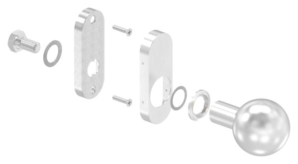 Türdrücker gerade mit Kugel Ø 50 mm feststehend V2A