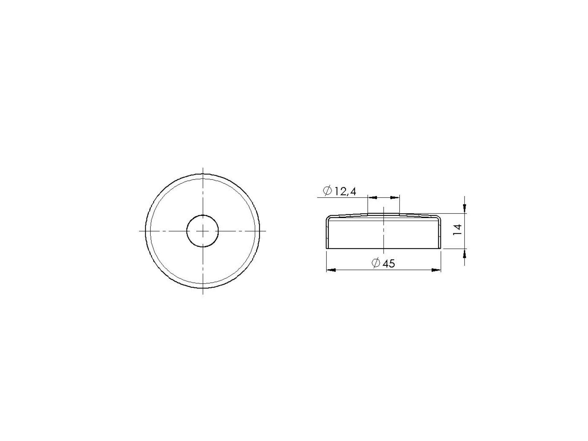 Abdeckrosette Ø 45x13 mm fuer Rundrohr Ø 12 mm V2A-89-11A0514012B-A.4