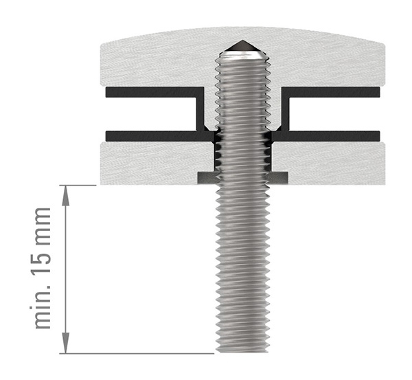 Glaspunkthalter Ø 52 mm- V4A- Anschluss- Flach-10-5100.1
