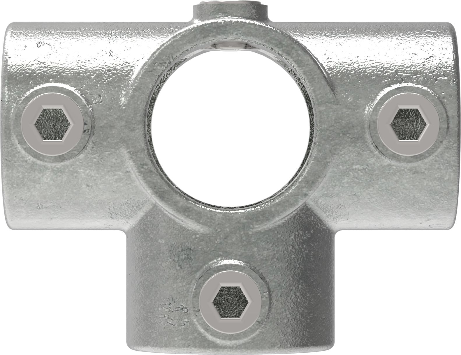 Rohrverbinder | T-Stück für Stützrohr | 176T21 | 21,3 mm | 1/2" | Temperguss u. Elektrogalvanisiert