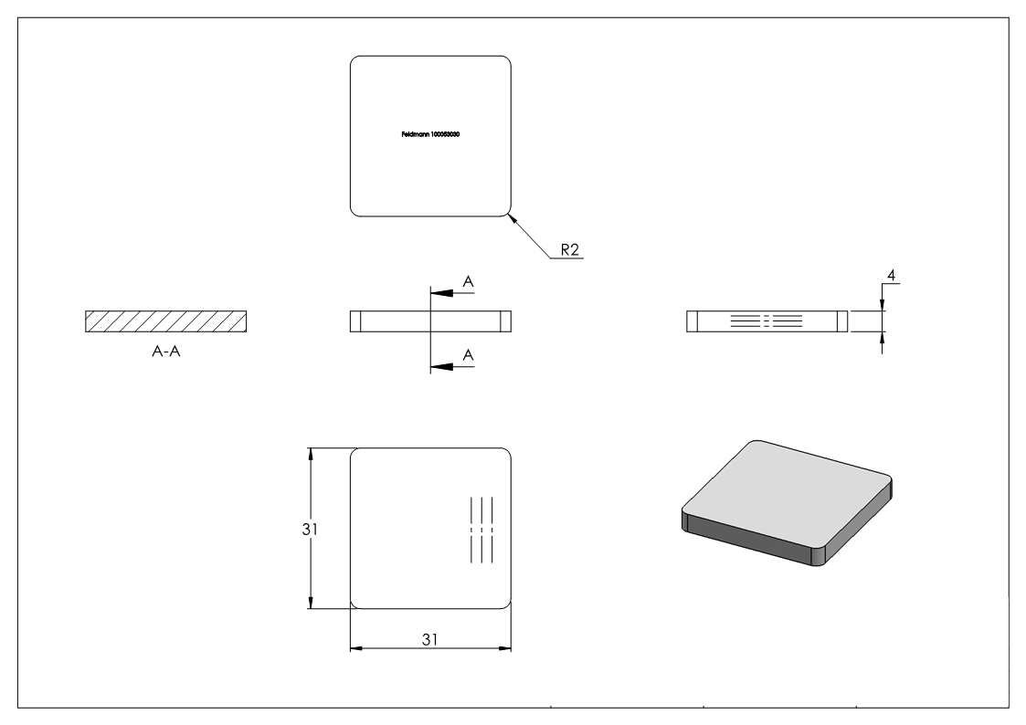 V4A Flachkappe für QR 30x30