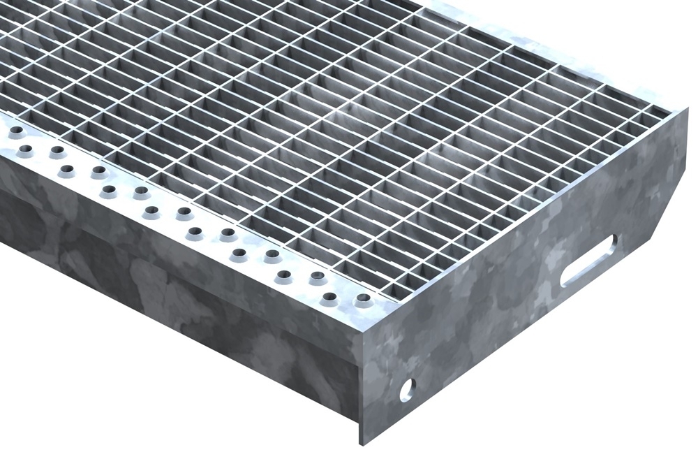 Gitterroststufe Treppenstufe Masse- 900x240 mm 30-10 mm S235JR -St37-2- im Vollbad feuerverzinkt-40-902431.7