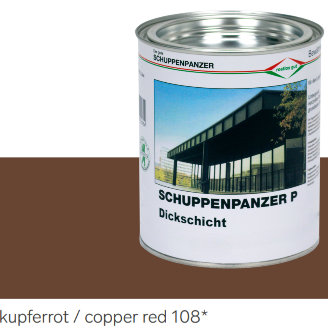SCHUPPENPANZER-P Dickschicht 0315 kupferrot 108 2,5 l für Zäune und STAHL