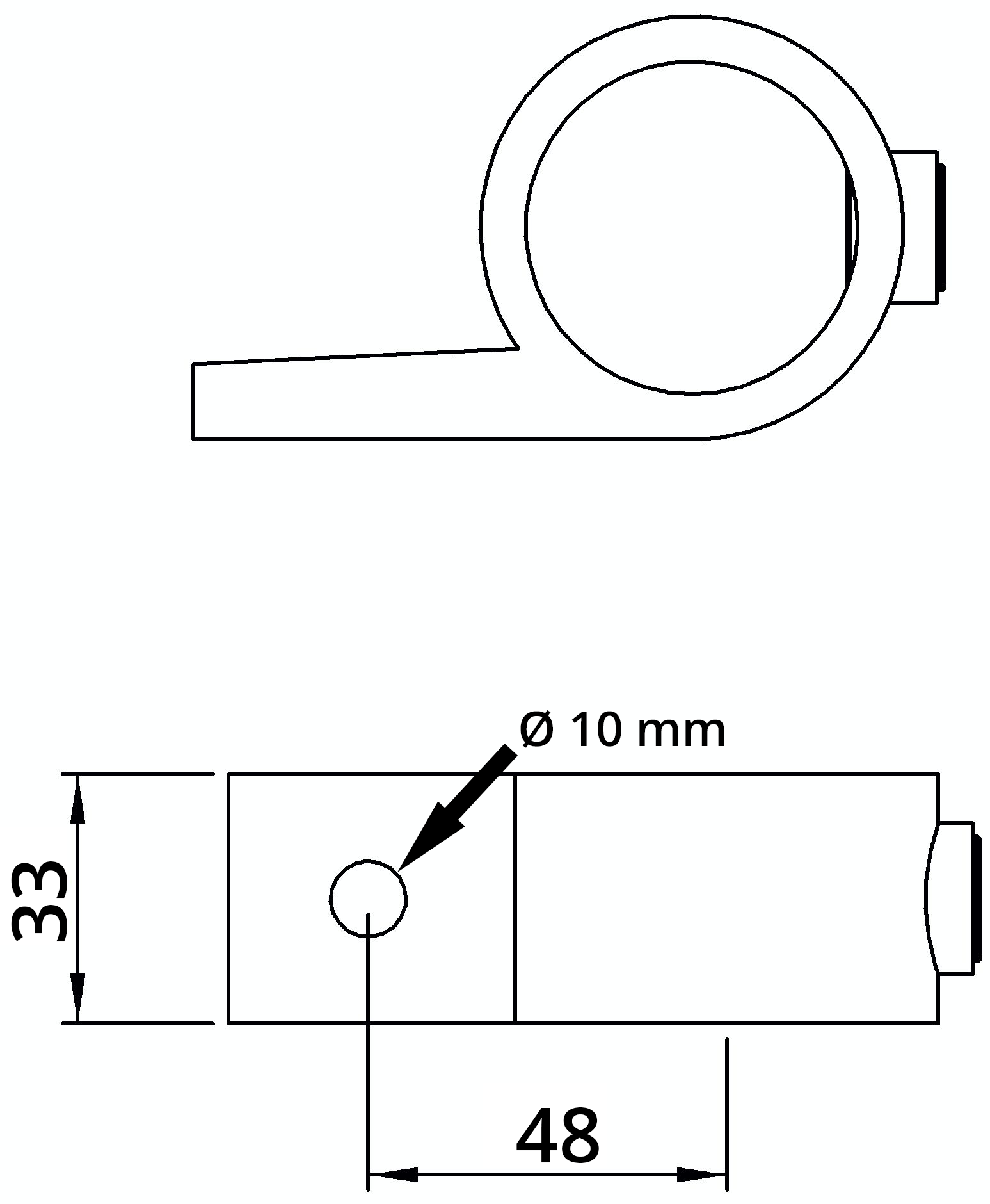 Rohrverbinder | Befestigungsring mit Flansch 1 Bohrung | 199C42 | 42,4 mm | 1 1/4" | Temperguss u. Elektrogalvanisiert