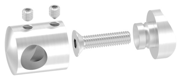 Querstabhalter V2A Edelstahl – Anschluss 42-4 mm fuer Rundstaebe 12 mm mit Sackloch Abschluss links inkl- Schrauben-11-1030.4