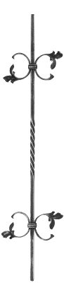 Zierstab | Länge: 900 mm | Material: 12x12 mm gerillt | Stahl S235JR, roh