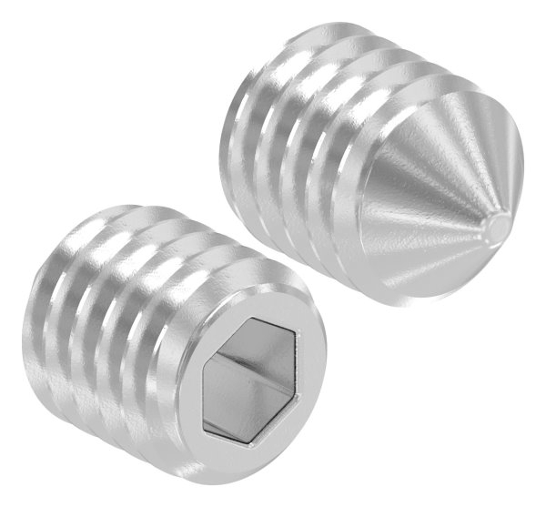 Gewindestift V2A M6x8 Innensechskant mit Spitze DIN 914 - ISO 4027-88-1158307-240.8