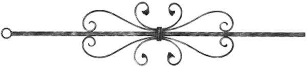 Zierstab | Länge: 900 mm | Material: 12x12 mm | gehämmert | Stahl (Roh) S235JR