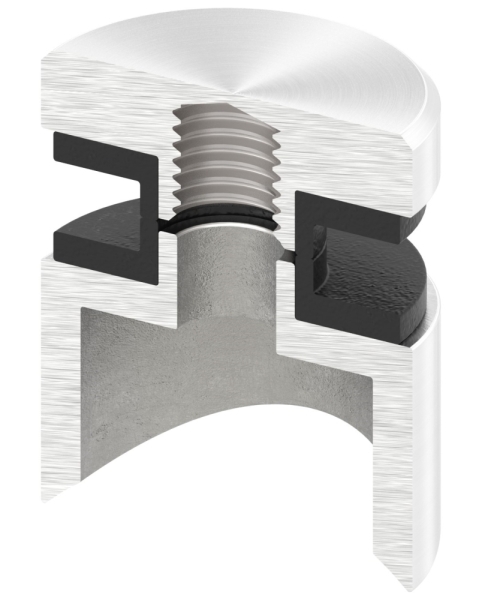 Glaspunkthalter Edelstahl V2A Ø 30 mm fuer Rohr Ø 48-3 mm Gewinde M8 fuer Glas 6-0-12-76 mm-88-1160191-240.48