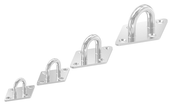Befestigungsoese Edelstahl V4A Rundeisen Ø 8 mm mit quadr- Platte- 4 Bohrungen-88.11100075008