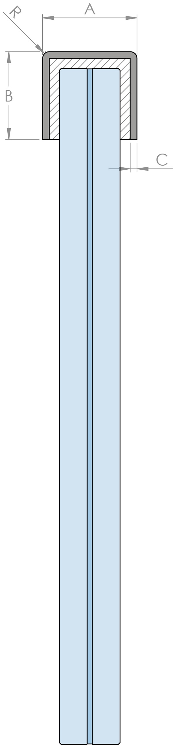 Aluminium-U-Profil, 24 x 12 x 3mm, Länge: 6000mm