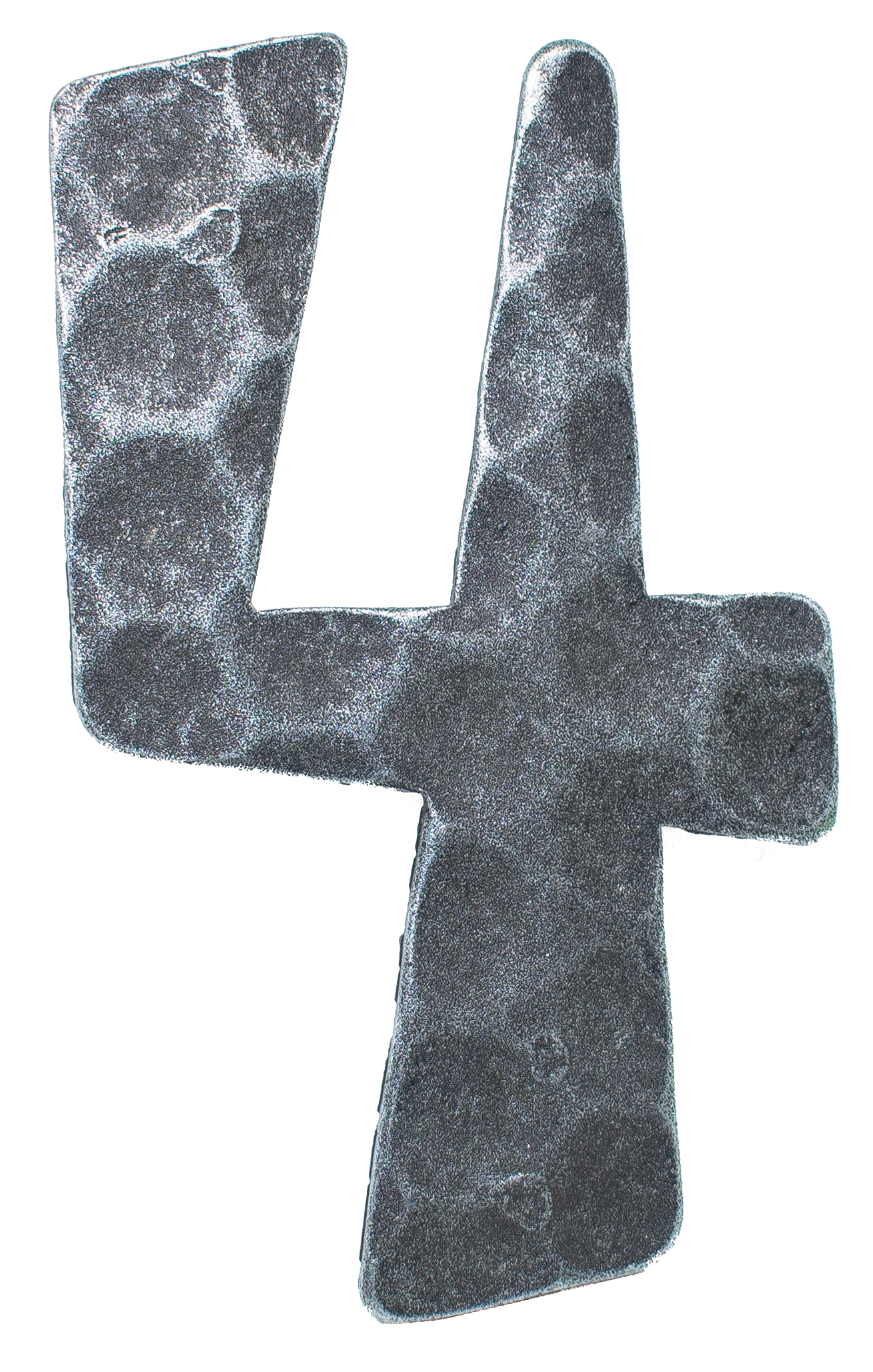 Hausnummer 4 | Abmessung 12x8 cm | Material 4 mm gehämmert | Stahl (Roh) S235JR