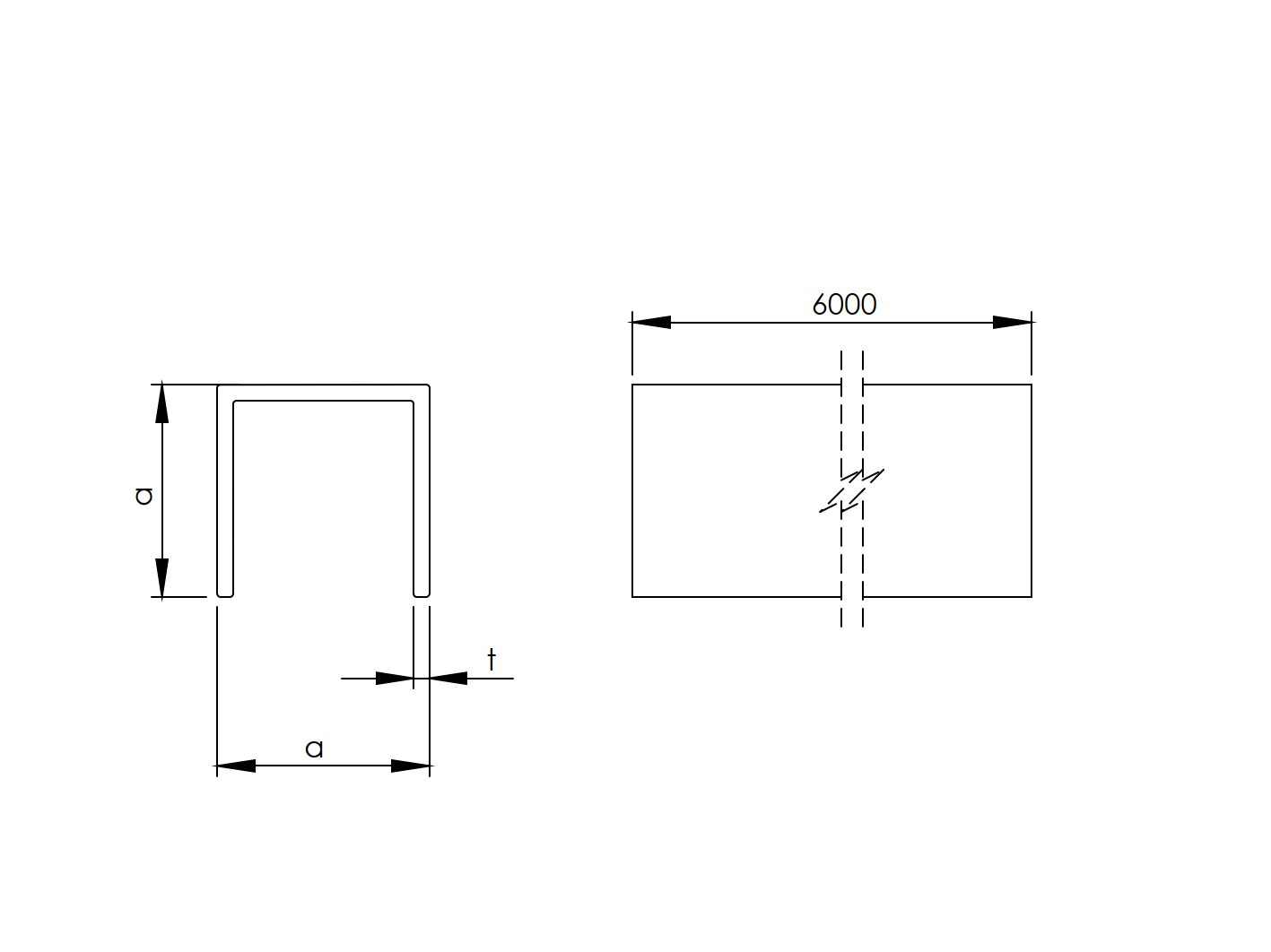 Aluminium U-Profil 25x25x2 mm- 6000 mm- roh-89-11ALU25X25X26000-A.4