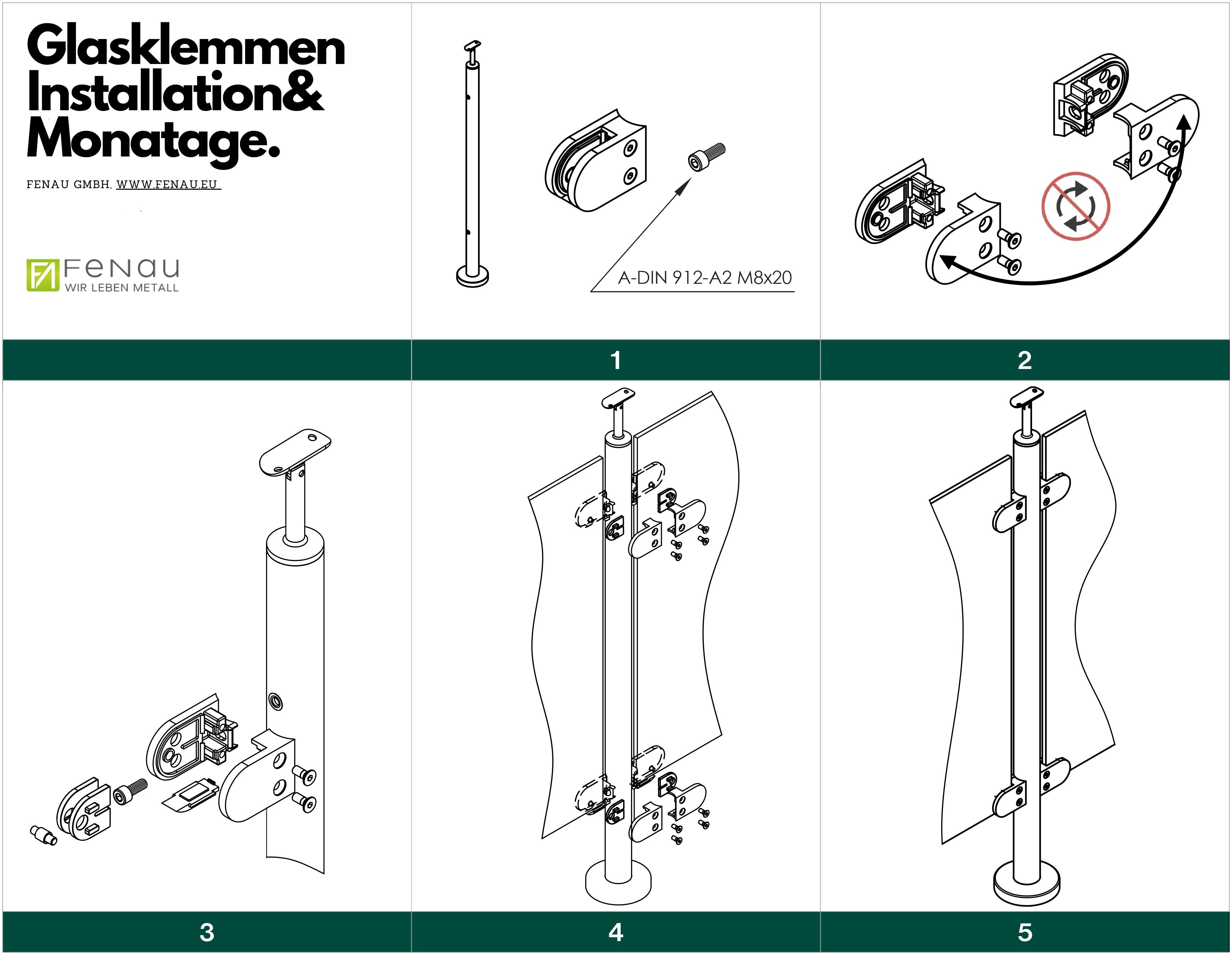 Glasklemme - Masse- 50x40x26 mm - Anschluss 42-4 mm - V2A - Gummi 10-00 mm ESG-18-2042-A.4-8