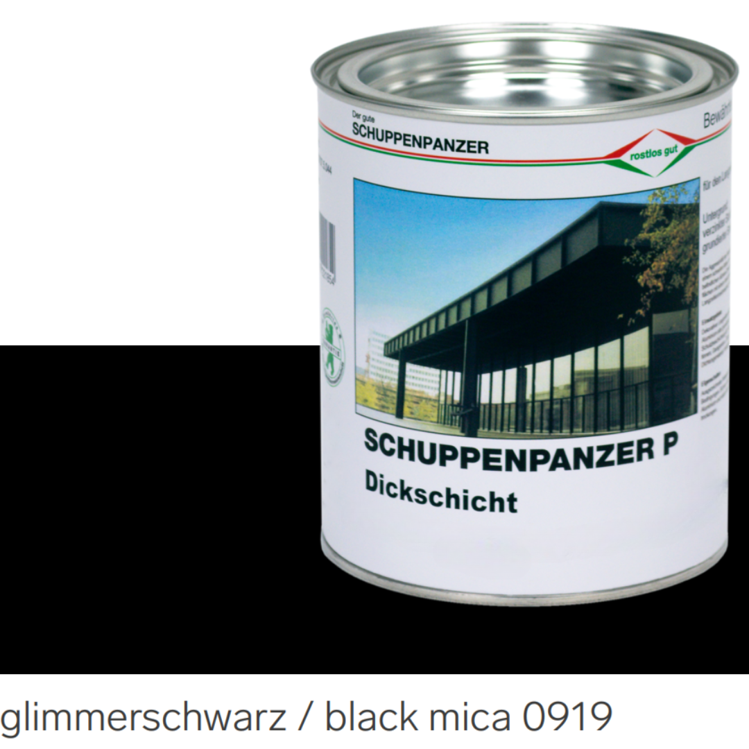 SCHUPPENPANZER-P Dickschicht 0919 glimmerschwarz 12,5 kg für Zäune und STAHL
