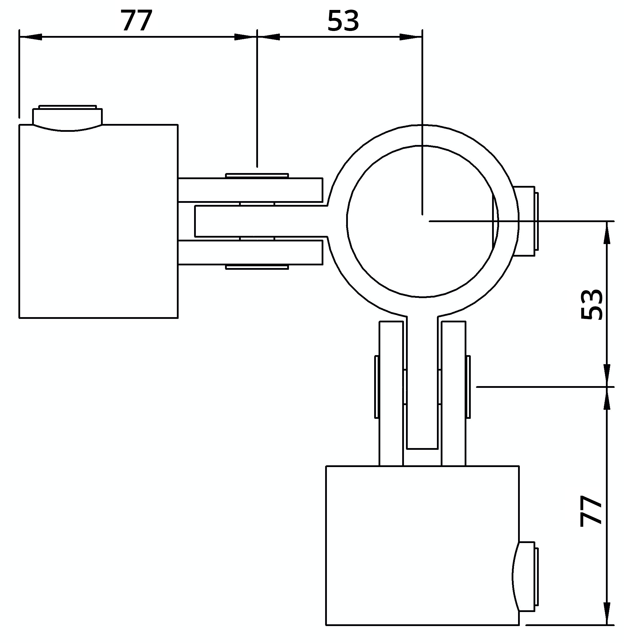 Rohrverbinder - Gelenkstueck doppelt 90° - 168D48 - 48-3 mm - 1 1-2- - Feuerverzinkt u. Elektrogalvanisiert-168D48