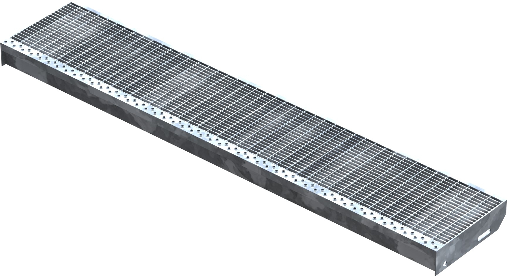 Gitterroststufe Treppenstufe Maße: 1400x270 mm 30/10 mm S235JR (St37-2), im Vollbad feuerverzinkt