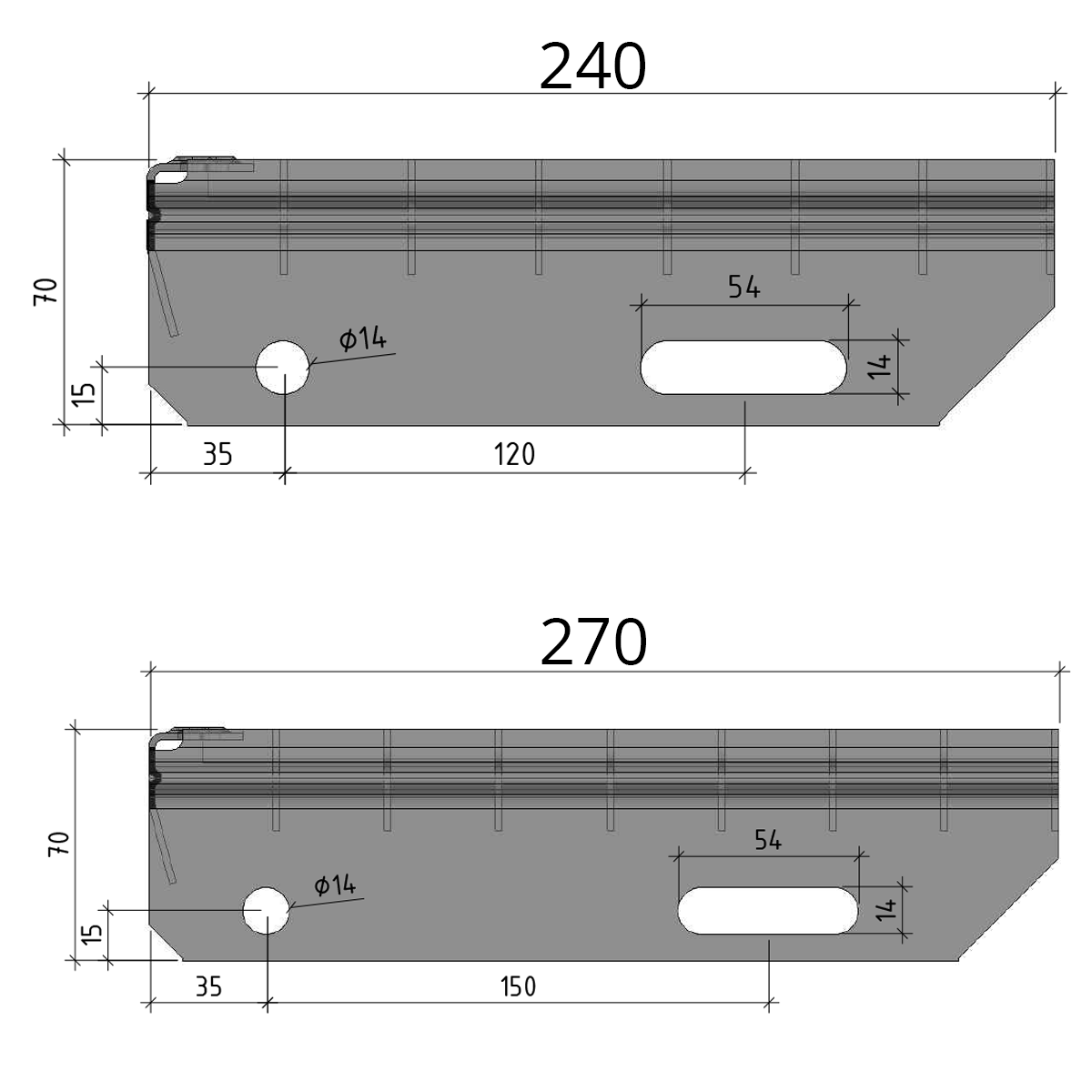 Gitterroststufe Treppenstufe | Maße: 800x240 mm 30/10 mm | S235JR (St37-2), im Vollbad feuerverzinkt