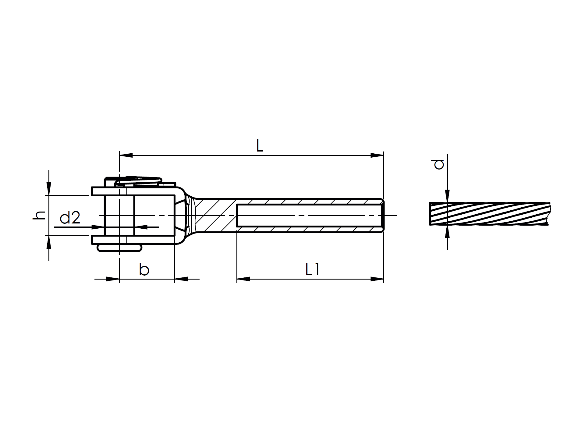 Seilklemme Edelstahl AISI 316 fuer 5 mm Kabel- L 58 mm- geschliffen-89-11A147330005-A.4