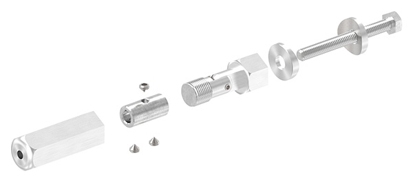 Gewindeterminal mit Gelenk - Fuer Seil Ø 5 mm - zur Selbstmontage fuer Pfosten Ø 42-4 mm - V2A-11-2901.4